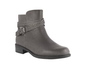NEW DAVID TATE women's skip leather ankle boots in gray pebble grain
